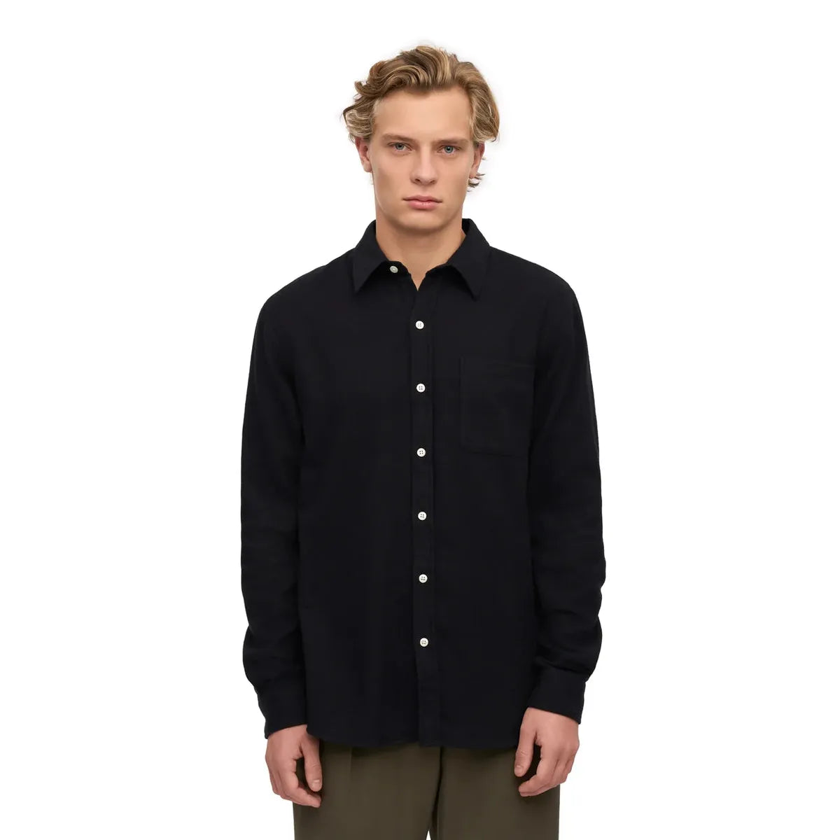 Colorful Standard Organic Flannel Shirt - Deep Black