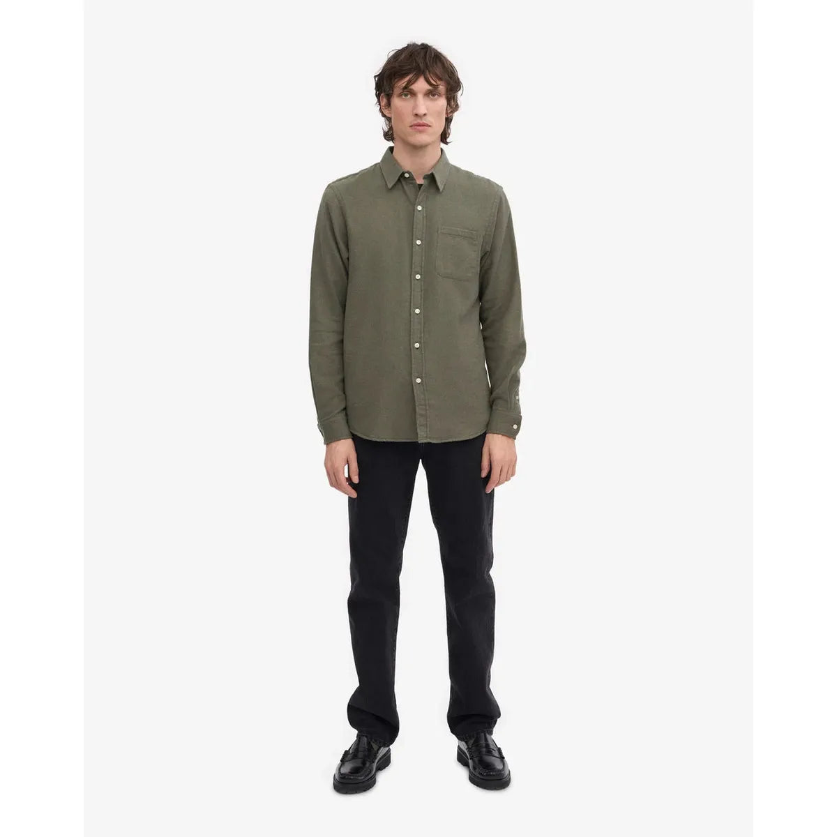 Colorful Standard Organic Flannel Shirt - Dusty Olive