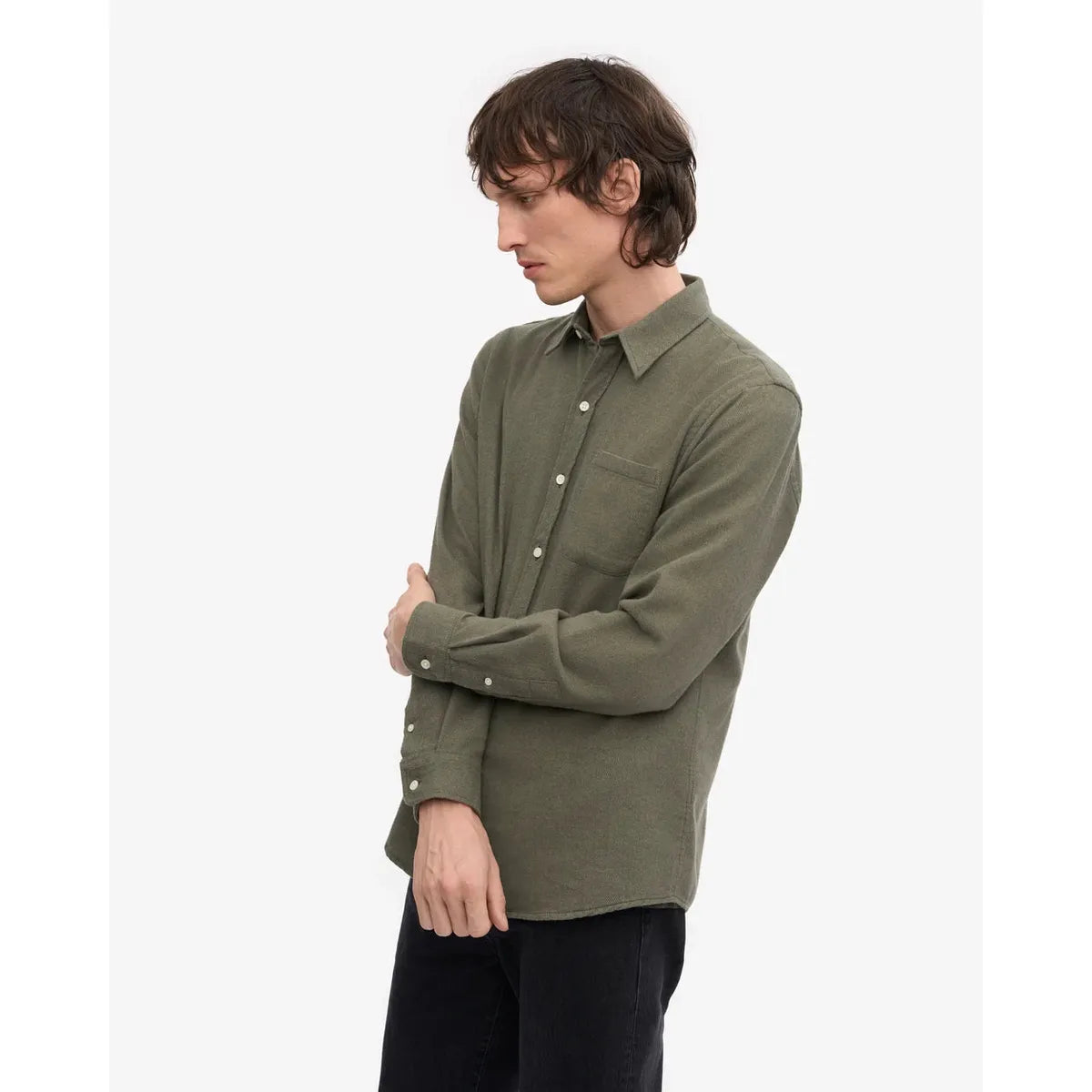Colorful Standard Organic Flannel Shirt - Dusty Olive