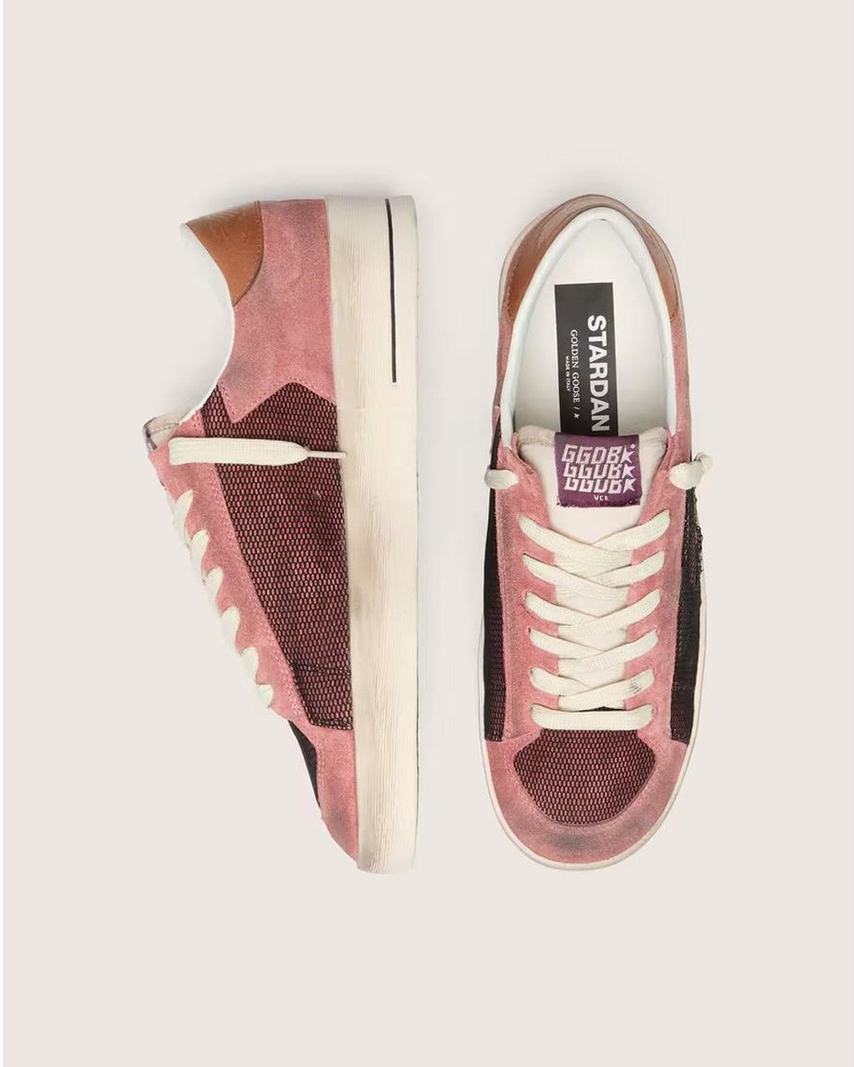 Golden Goose Stardan Sneakers in Pink and Beige