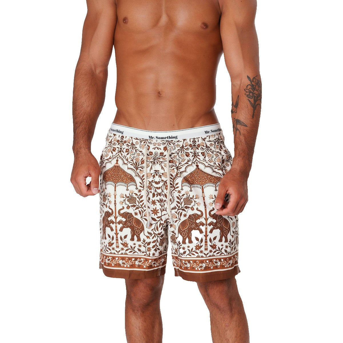 MC2 Saint Barth Gustavia Swim Shorts in White Ornamental