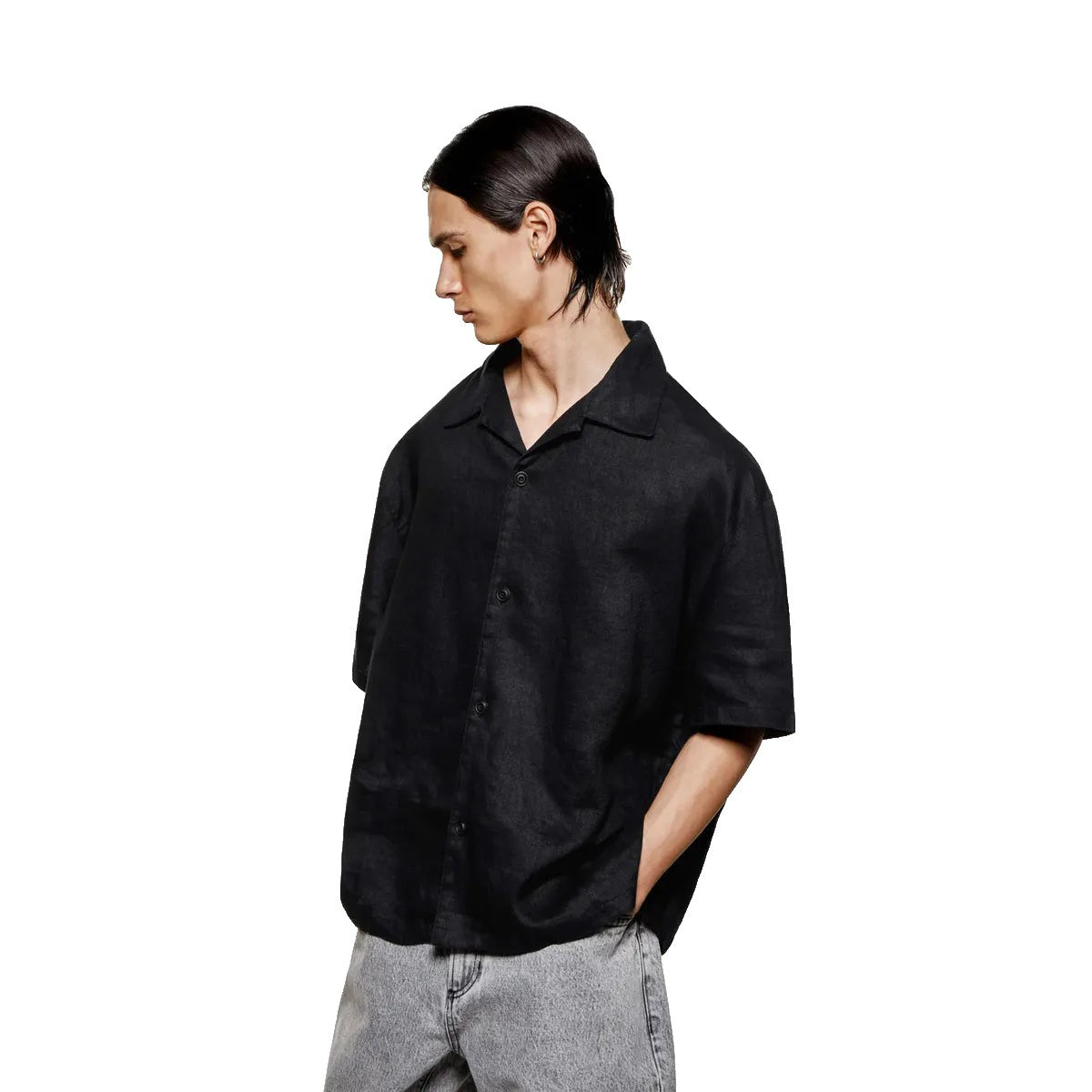 MKI Linen Vacation Shirt in Black