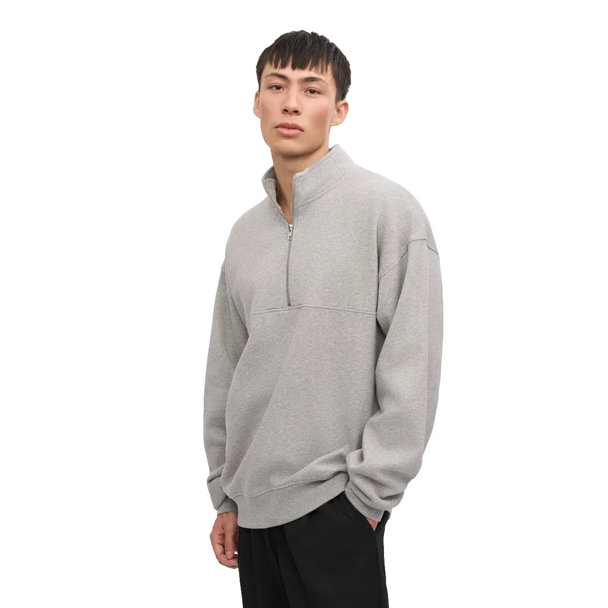 Colorful Standard Organic Quarter Zip in Heather Grey