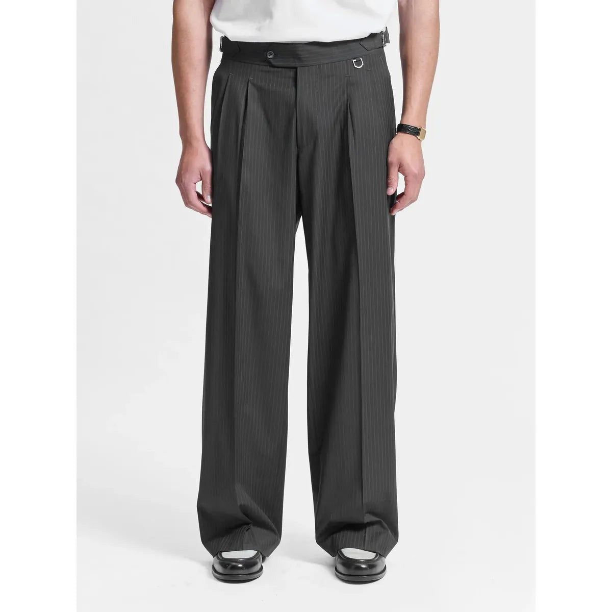 Reternity Tailored Baggy Trousers in Pinstripe Grey
