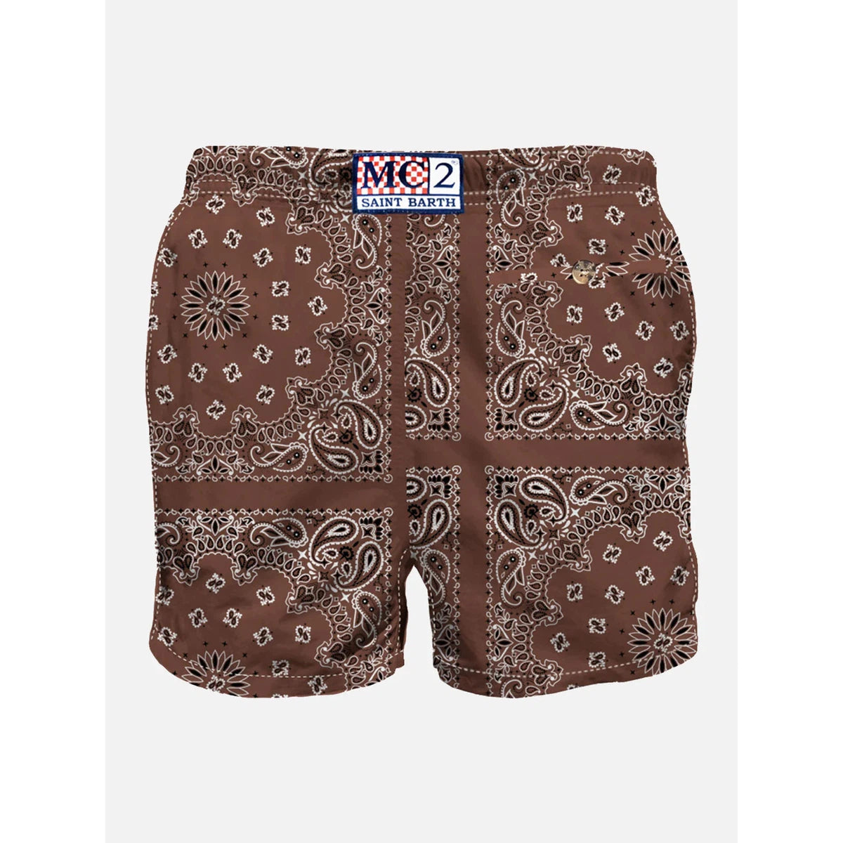 MC2 Man Swim Shorts With Brown Bandanna Print