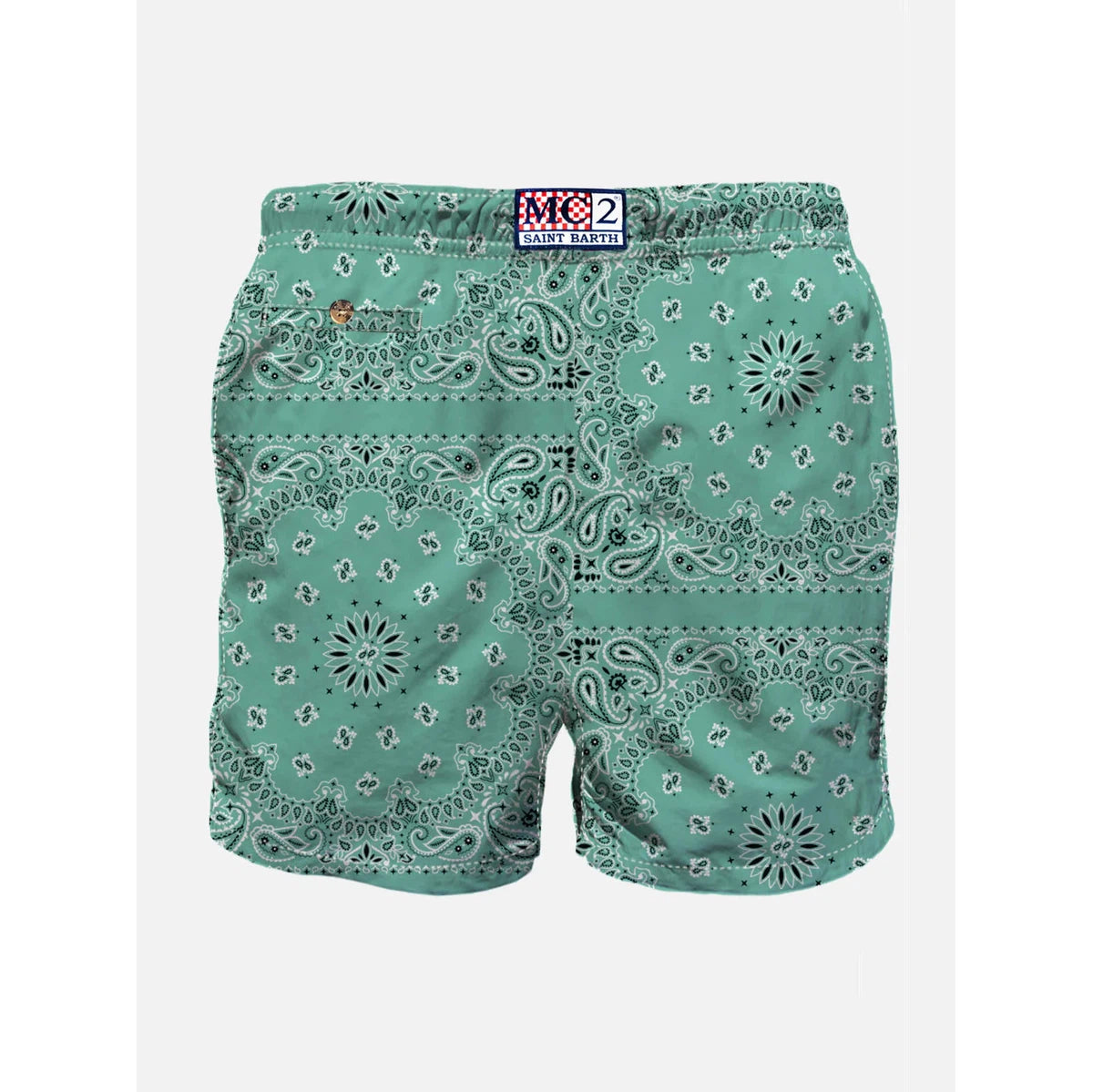 MC2 Man Swim Shorts With Mint Bandanna Print