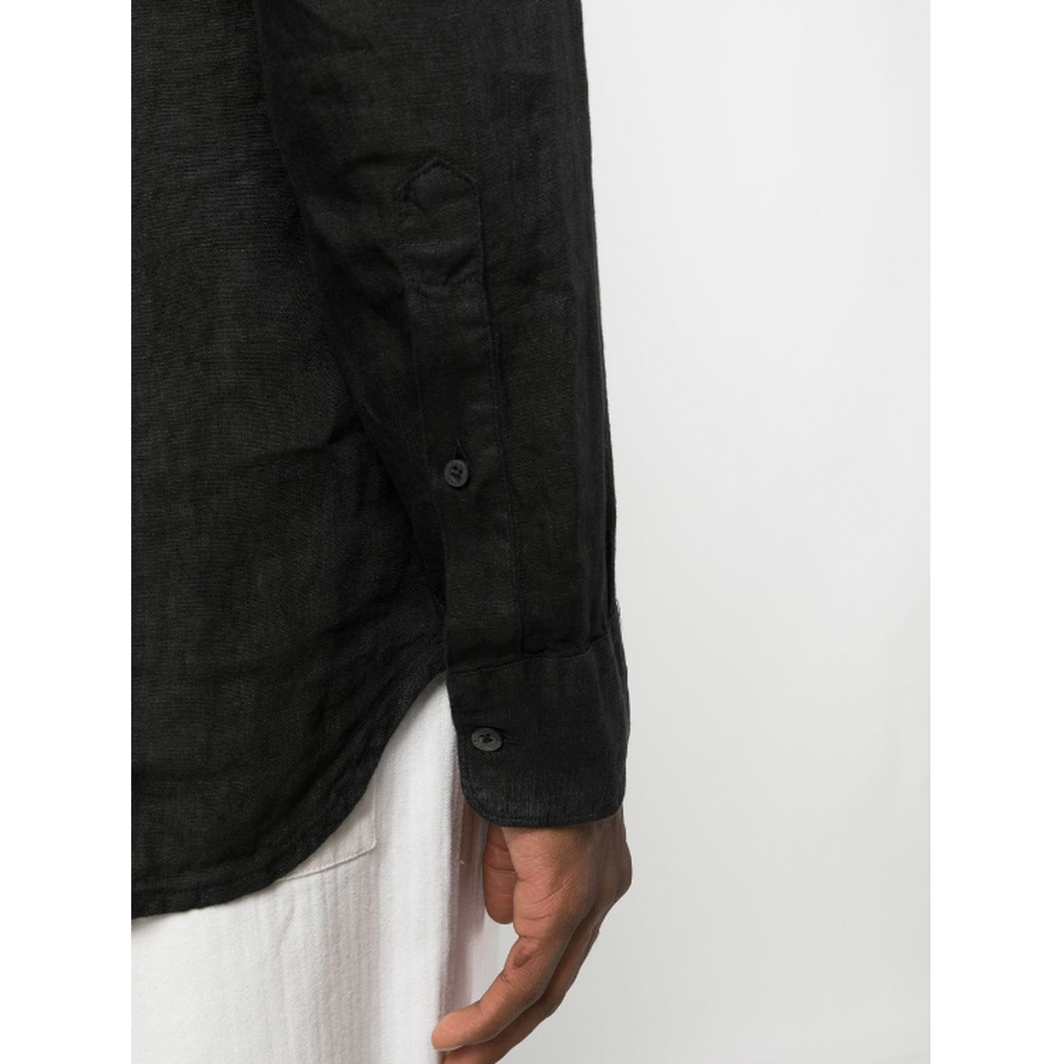 120% Lino Black Button Shirt